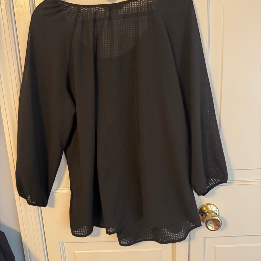 Charter Club Black Women's Textured Top, L - Picture 3 of 7